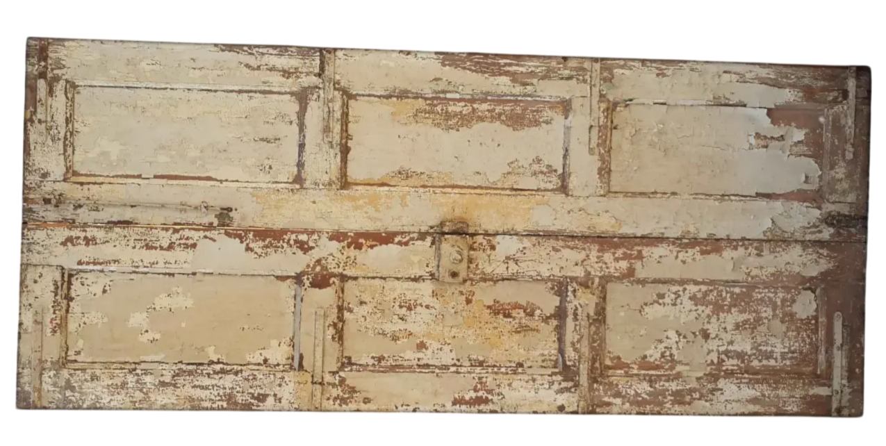 Wide distressed cream reclaimed antique double door with raised panels